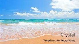  Presentation with sea and beach - PPT theme consisting of hot sun - beach and tropical sea background and a  colored foreground