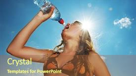  Presentation with water sun - Amazing slide set having hot sun - young girl drinking water outdoors backdrop and a tawny brown colored foreground