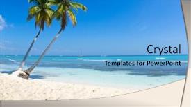  Presentation with tropical - Slide deck featuring hot sunny days - beautiful beach and tropical sea background and a light blue colored foreground