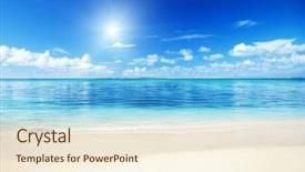  Presentation with caribbean - Presentation theme enhanced with hot sunny days - sand of beach caribbean sea background and a  colored foreground