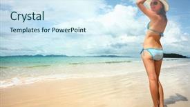  Presentation with holding hands old young - Colorful PPT theme enhanced with hot sunny days - young smiling woman holding backdrop and a sky blue colored foreground