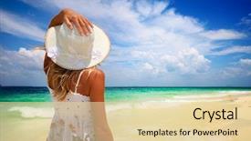  Presentation with summer - Cool new PPT theme with hot sunny days - young woman in summer dress backdrop and a lemonade colored foreground