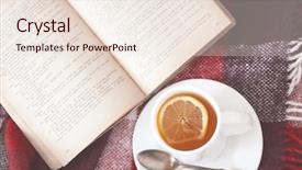  Presentation with hot tea - Slides featuring hot tea and reading background and a sky blue colored foreground