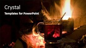  Presentation with hot tea - Beautiful PPT layouts featuring hot-tea-at-a-fireplace backdrop and a black colored foreground