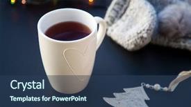  Presentation with hot tea - Beautiful theme featuring hot tea in white cup backdrop and a  colored foreground
