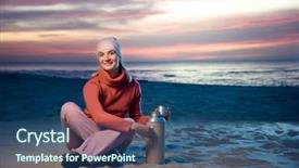  Presentation with sunset drinks - Cool new PPT theme with hot tea on the beach backdrop and a  colored foreground