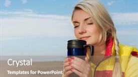  Presentation with tea tpes - Cool new presentation theme with hot tea on the beach backdrop and a coral colored foreground