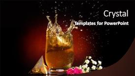  Presentation with hot tea - PPT theme featuring hot tea splashing out fo the glass background and a black colored foreground