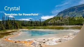  Presentation with hot spring - Presentation with hot thermal green spring in yellowstone national park black sand basin area wyoming usa background and a teal colored foreground