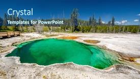  Presentation with hot spring - Beautiful slide set featuring park west thumb geyser basin backdrop and a ocean colored foreground