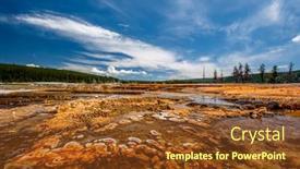  Presentation with hot spring - PPT layouts with hot thermal spring black opal pool in yellowstone national park biscuit basin area wyoming usa background and a tawny brown colored foreground