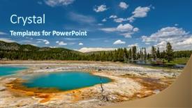  Presentation with hot spring - Slides enhanced with hot thermal spring black opal pool in yellowstone national park biscuit basin area wyoming usa background and a ocean colored foreground