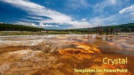  Presentation with hot spring - Slide deck having hot thermal spring black opal pool in yellowstone national park biscuit basin area wyoming usa background and a tawny brown colored foreground