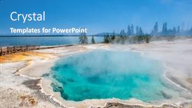  Presentation with hot spring - Slide deck featuring hot thermal spring black pool in yellowstone national park west thumb geyser basin area wyoming usa background and a teal colored foreground
