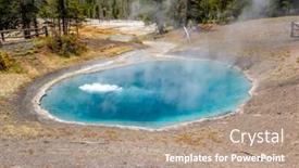  Presentation with faithful - Amazing presentation theme having hot thermal spring black sand pool in yellowstone national park old faithful area wyoming usa backdrop and a coral colored foreground
