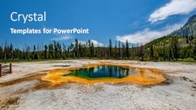 Presentation with hot spring - Presentation theme consisting of hot thermal spring emerald pool in yellowstone national park black sand basin area wyoming usa background and a teal colored foreground