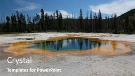  Presentation with hot spring - Audience pleasing theme consisting of hot thermal spring emerald pool in yellowstone national park black sand basin area wyoming usa backdrop and a coral colored foreground