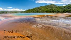  Presentation with faithful - Cool new PPT theme with hot thermal spring grand prismatic spring in yellowstone national park old faithful area wyoming usa backdrop and a red colored foreground
