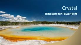  Presentation with hot spring - PPT theme featuring hot thermal spring sunset lake in yellowstone national park black sand basin area wyoming usa background and a ocean colored foreground