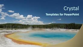  Presentation with hot spring - Audience pleasing presentation theme consisting of hot thermal spring sunset lake in yellowstone national park black sand basin area wyoming usa backdrop and a ocean colored foreground