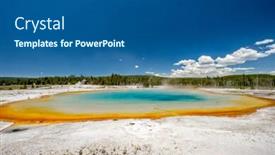  Presentation with hot spring - Slides with hot thermal spring sunset lake in yellowstone national park black sand basin area wyoming usa background and a ocean colored foreground
