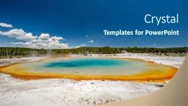  Presentation with hot spring - Slides enhanced with hot thermal spring sunset lake in yellowstone national park black sand basin area wyoming usa background and a ocean colored foreground