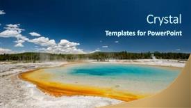  Presentation with hot spring - Theme having hot-thermal-spring-sunset-lake background and a ocean colored foreground