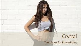  Presentation with white and black woman climbing ladders - PPT theme featuring hot topic - portrait of beautiful woman background and a  colored foreground