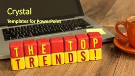  Presentation with cube - Audience pleasing PPT theme consisting of hot topic - tops trends written backdrop and a tawny brown colored foreground