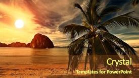  Presentation with palm beach - Slide deck with hot tripical beach sunset background and a tawny brown colored foreground