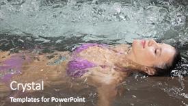  Presentation with wellbeing and health - Amazing theme having hot tub - attractive young woman floating backdrop and a  colored foreground