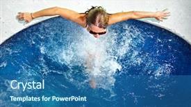  Presentation with tub - Amazing theme having hot tub - beautiful girl relaxing in jacuzzi backdrop and a ocean colored foreground