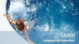  Presentation with hot tub - PPT layouts consisting of hot tub - beautiful girl relaxing in jacuzzi background and a teal colored foreground