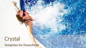  Presentation with relaxing - Cool new presentation theme with hot tub - beautiful girl relaxing in jacuzzi backdrop and a cream colored foreground