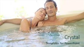  Presentation with romantic - Colorful PPT theme enhanced with hot tub - romantic couple relaxing with eyes backdrop and a light blue colored foreground