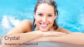  Presentation with summer drinking water - Amazing presentation having hot tub - young woman relaxing backdrop and a  colored foreground