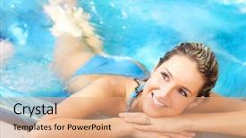  Presentation with relaxing - Cool new presentation theme with hot tub - young woman relaxing backdrop and a coral colored foreground
