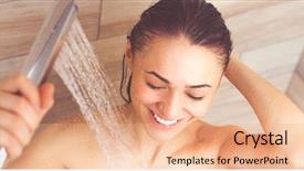  Presentation with woman in under wear - Theme consisting of hot water - young beautyful woman under shower background and a coral colored foreground