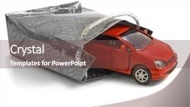  Presentation with life insurance concept white - Presentation theme featuring hot wheel cars - car as gift concept isolated background and a tawny brown colored foreground