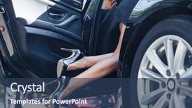  Presentation with portrait of excited overjoyed female - Slide deck enhanced with hot wheel cars - closeup portrait of a female background and a ocean colored foreground