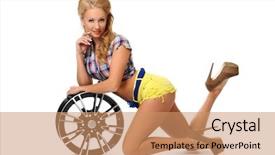 Presentation with automobile - Slide set having hot wheel cars - girl with automobile tyres isolated background and a coral colored foreground