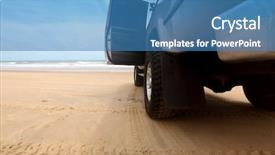  Presentation with coast - Audience pleasing presentation consisting of hot wheel cars - go by car to ocean backdrop and a teal colored foreground