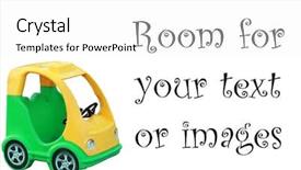  Presentation with yellow green - Audience pleasing slides consisting of hot wheel cars - green and yellow children plastic backdrop and a white colored foreground