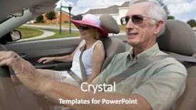  Presentation with senior couple - Cool new PPT theme with hot wheel cars - happy senior couple driving backdrop and a coral colored foreground