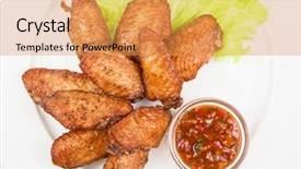  Presentation with hot sauce - Beautiful slides featuring hot wings - chicken roasted wing dish backdrop and a gold colored foreground