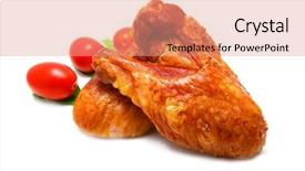  Presentation with chicken poultry farm white layer - PPT theme with hot wings meats - chicken wing and cherry background and a  colored foreground