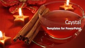  Presentation with hot tea - Beautiful presentation design featuring hot-winter-tea-with-cinnamon backdrop and a tawny brown colored foreground