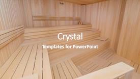  Presentation with interior - Slides consisting of hot wooden sauna room interior background and a coral colored foreground