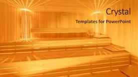  Presentation with room - Beautiful slide deck featuring hot wooden sauna room interior backdrop and a gold colored foreground