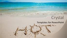  Presentation with sea sun - PPT layouts having hot-word-and-sun-symbol background and a soft green colored foreground